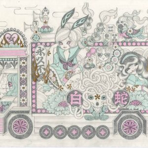 〈Women's Truck : Pencil Drawing〉　2025　Pencil and acrylic on paper　27.2×40.8cm